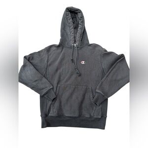 Mens Champion Reverse Weave hooded sweatshirt in black Size Medium